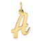 14K Yellow Gold Medium Script Initial Letter A Charm Jewerly 19mm x 11mm